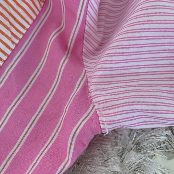 Zara Colorblock Striped Shirt Sz Small Pink Orange White - Picture 8 of 11